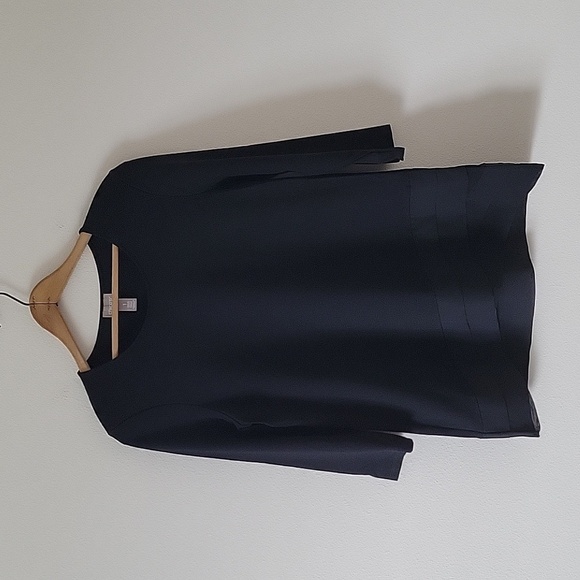 Chico's Black Ponte Knit Tulip Hem 3/4 Sleeve Tunic Top Size Medium/8 - Picture 1 of 5